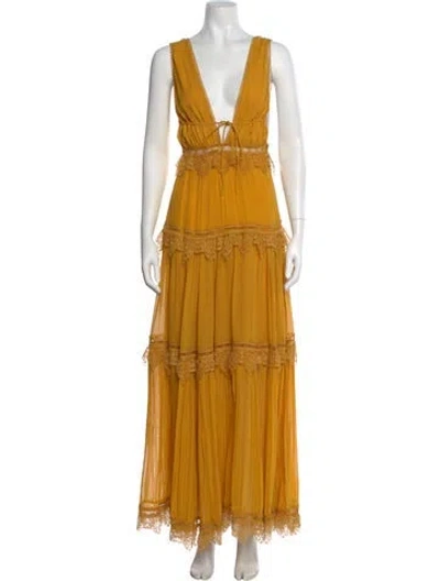 Pre-owned Simkhai Silk Long Dress In Yellow