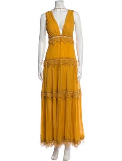 Pre-owned Simkhai Silk Long Dress In Yellow