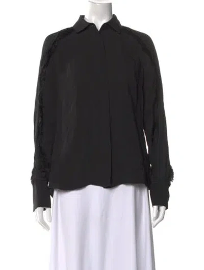 Pre-owned Simkhai Silk Long Sleeve Blouse In Black