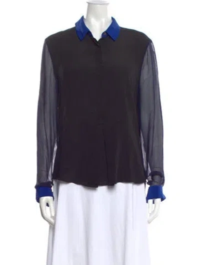 Pre-owned Simkhai Silk Long Sleeve Blouse In Black