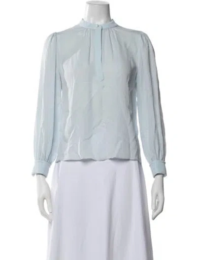Pre-owned Simkhai Silk Long Sleeve Blouse W/ Tags In Blue