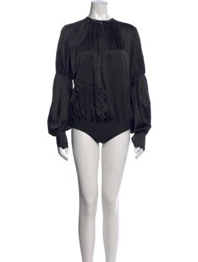 Pre-owned Simkhai Silk Long Sleeve Bodysuit W/ Tags In Black