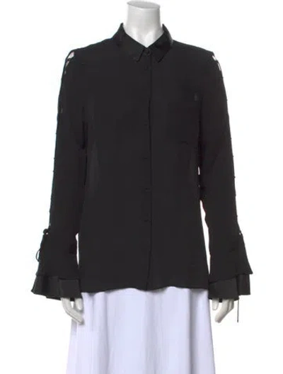 Pre-owned Simkhai Silk Long Sleeve Button-up Top In Black