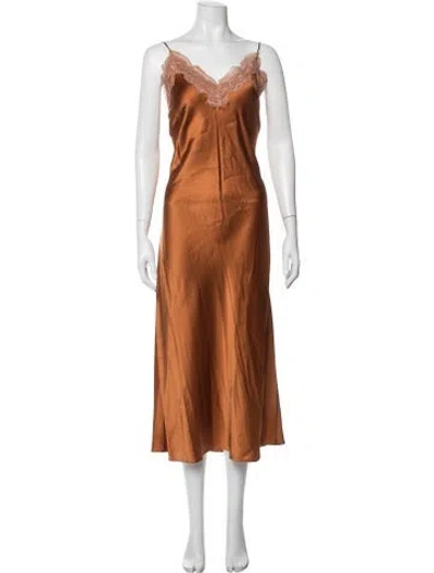 Pre-owned Simkhai Silk Midi Length Dress In Orange
