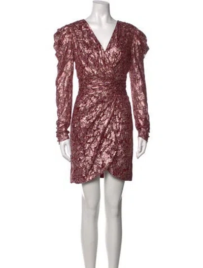Pre-owned Simkhai Silk Mini Dress In Burgundy/gold