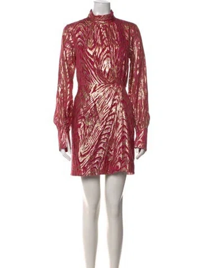 Pre-owned Simkhai Silk Mini Dress In Metallic/pink