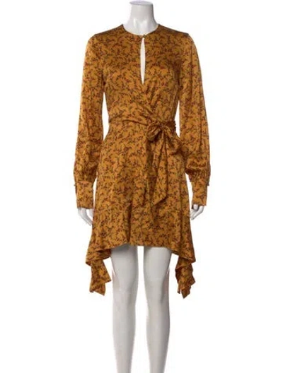Pre-owned Simkhai Silk Mini Dress In Yellow