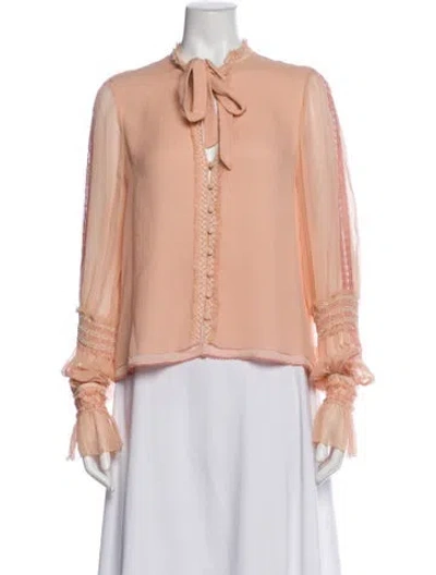 Pre-owned Simkhai Silk Mock Neck Blouse In Pink