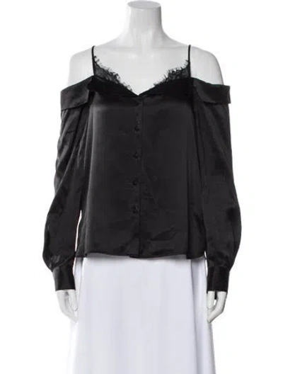 Pre-owned Simkhai Silk Off-the-shoulder Blouse In Black