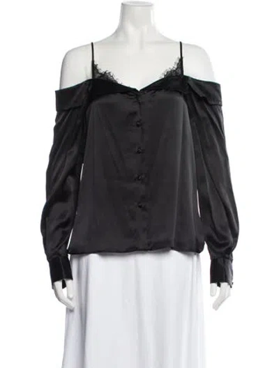 Pre-owned Simkhai Silk Off-the-shoulder Blouse In Black