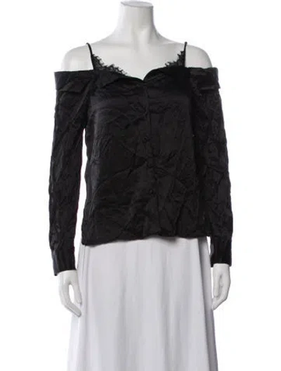 Pre-owned Simkhai Silk Off-the-shoulder Blouse In Black
