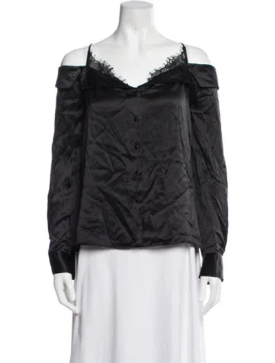 Pre-owned Simkhai Silk Off-the-shoulder Blouse In Black