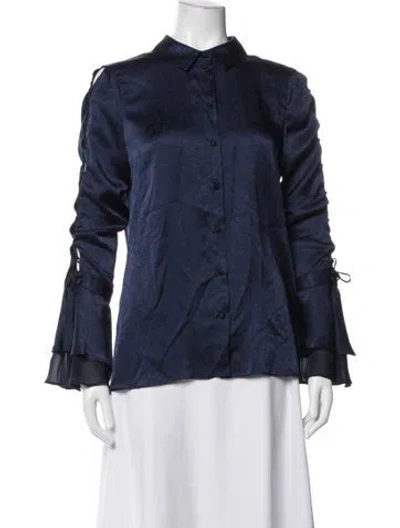 Pre-owned Simkhai Silk Patterned Blouse In Blue