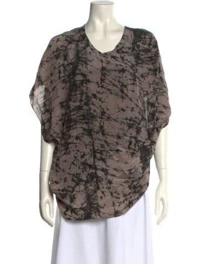 Pre-owned Simkhai Silk Printed Blouse In Brown