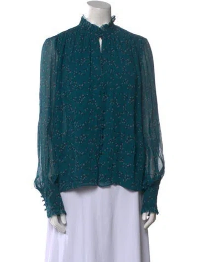 Pre-owned Simkhai Silk Printed Blouse In Green