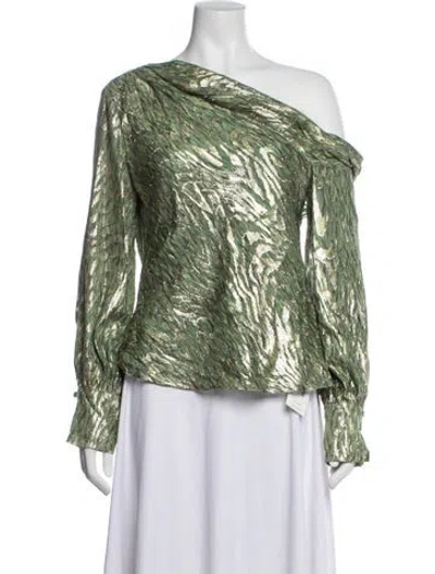 Pre-owned Simkhai Silk Printed Blouse W/ Tags In Green