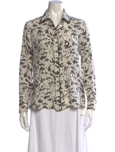Pre-owned Simkhai Silk Printed Button-up Top In White