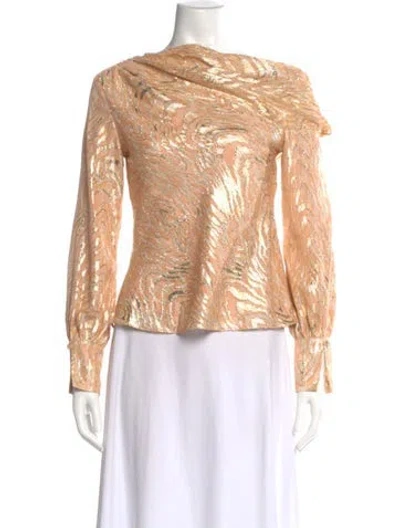 Pre-owned Simkhai Silk Printed Top In Orange