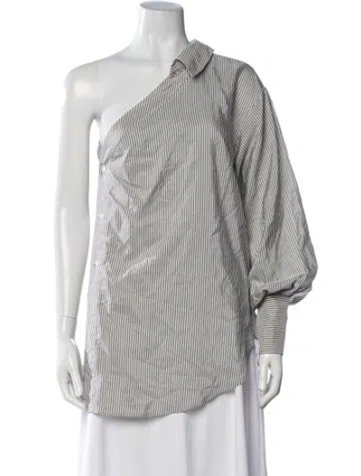 Pre-owned Simkhai Silk Striped Top In Grey/white