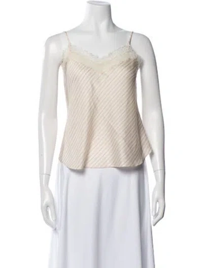 Pre-owned Simkhai Silk Striped Top In Neutral