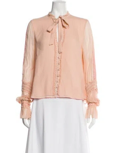 Pre-owned Simkhai Silk Tie Neck Blouse In Pink