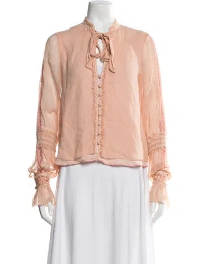Pre-owned Simkhai Silk Tie Neck Blouse In Pink