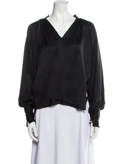 Pre-owned Simkhai Silk V-neck Blouse In Black