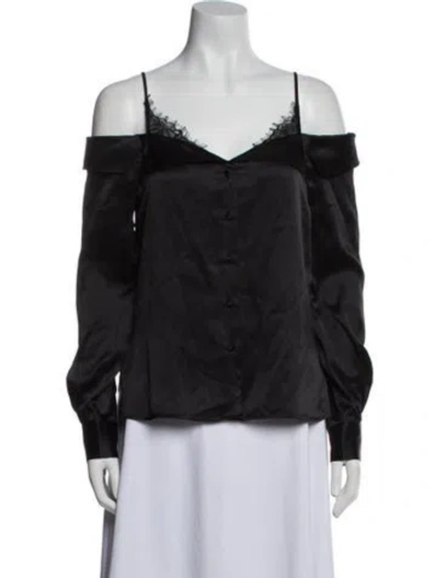 Pre-owned Simkhai Silk V-neck Blouse In Black