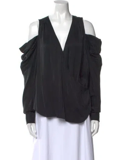 Pre-owned Simkhai Silk V-neck Blouse In Black