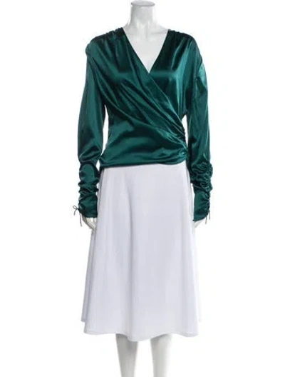 Pre-owned Simkhai Silk V-neck Blouse In Blue
