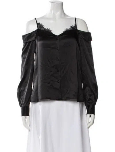 Pre-owned Simkhai Silk V-neck Blouse In Gray