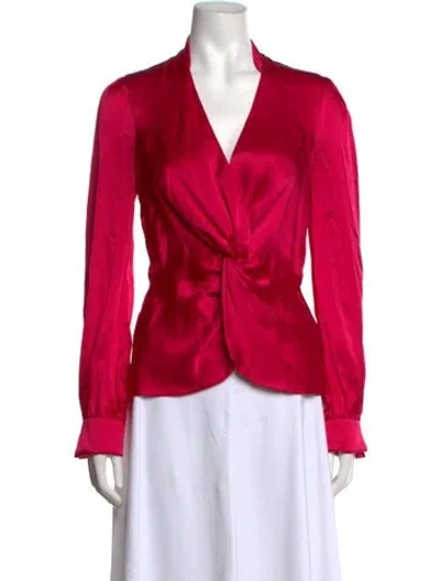 Pre-owned Simkhai Silk V-neck Blouse In Metallic/pink