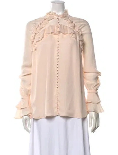 Pre-owned Simkhai Silk V-neck Blouse In Neutrals
