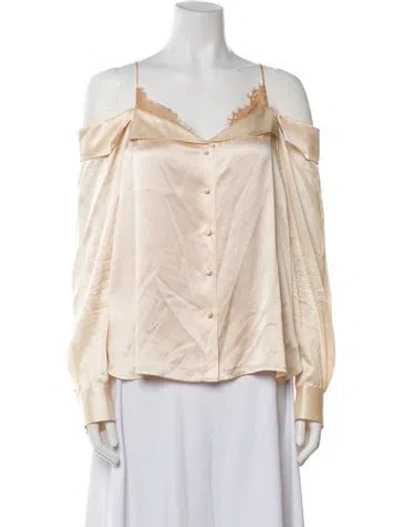 Pre-owned Simkhai Silk V-neck Blouse In Orange