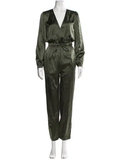 Pre-owned Simkhai Silk V-neck Jumpsuit In Green