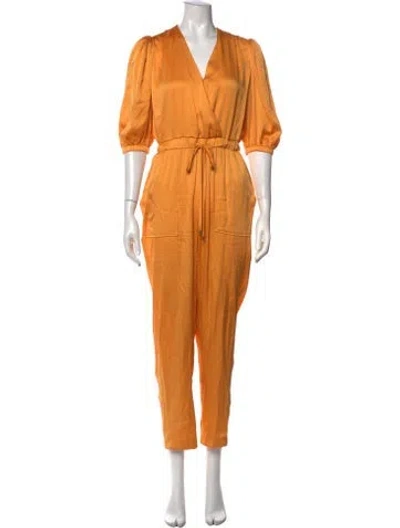 Pre-owned Simkhai Silk V-neck Jumpsuit In Yellow