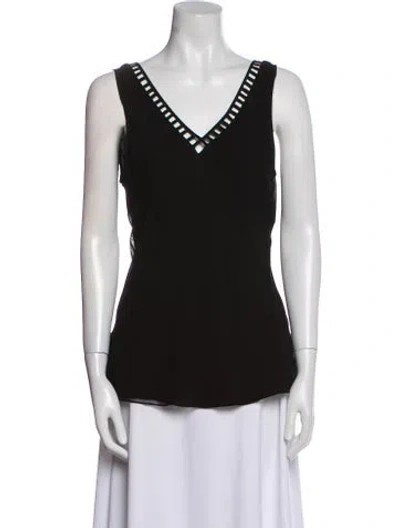 Pre-owned Simkhai Silk V-neck Top In Black