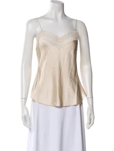 Pre-owned Simkhai Silk V-neck Top In Neutral
