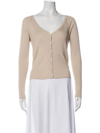 Pre-owned Simkhai Silk V-neck Top In Neutral