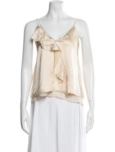 Pre-owned Simkhai Silk V-neck Top In Neutral
