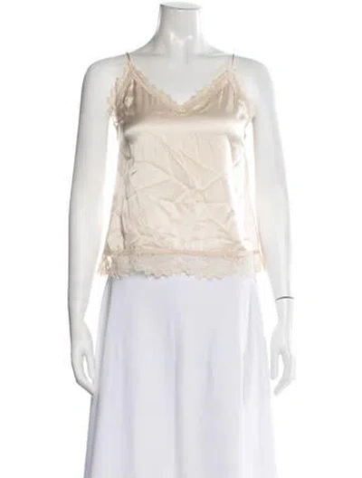 Pre-owned Simkhai Silk V-neck Top In Neutrals