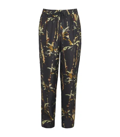 Simkhai Silk Windswept Palm Tree Allister Trousers In Black