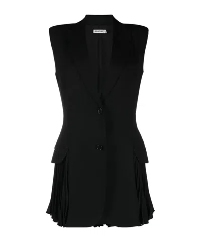 Simkhai Single-breasted Pleated Vest In Schwarz