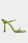 Simkhai Siren Bombe Metallic Leather Strap Sandal In Aloe
