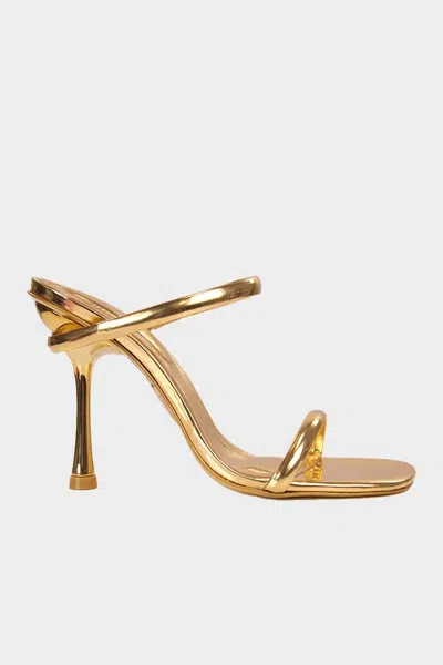 Simkhai Siren Bombe Metallic Leather Strap Sandal In Goldenrod
