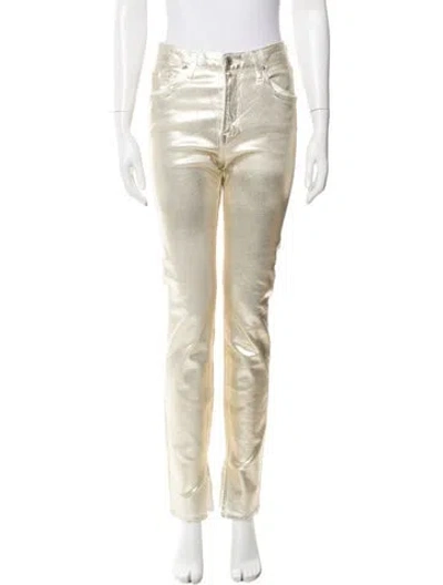 Pre-owned Simkhai Skinny Leg Pants In Gold/metallic