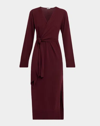 Simkhai Skyla Cashmere-blend Wrap Dress In Burgundy