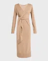 Simkhai Skyla Cashmere-blend Wrap Dress In Heather Teak