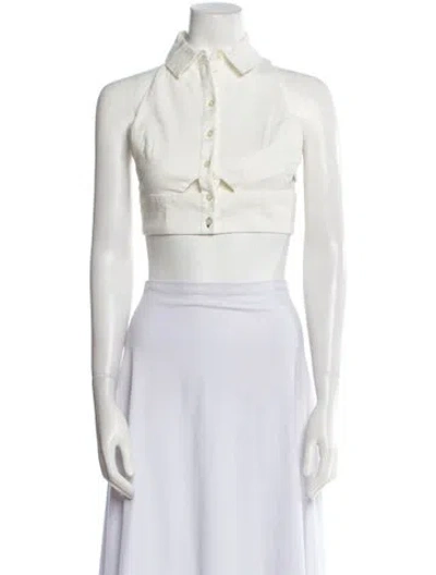 Pre-owned Simkhai Sleeveless Crop Top In White