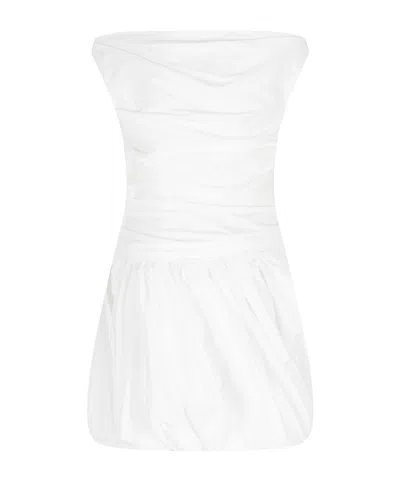 Simkhai Women's Salina Poplin Boatneck Bubble Mini Dress In White